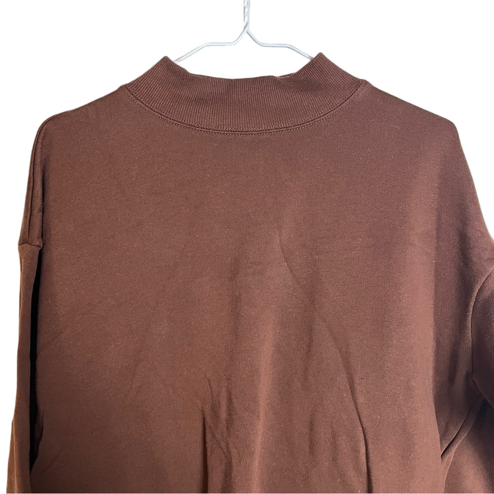 Ardene Womens Brown Mock Neck Oversized Sweatshirt Casual Relaxed Lounge Top S